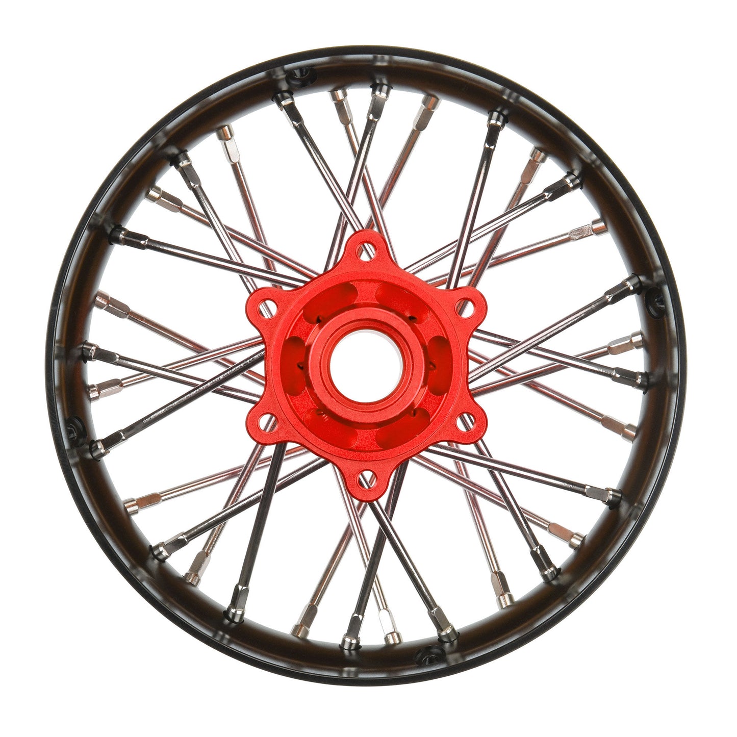 Pro-Line Racing Pro-Spec Aluminum V2 Bead Rear Wheel Black/Red 1:4 PRO284800T2