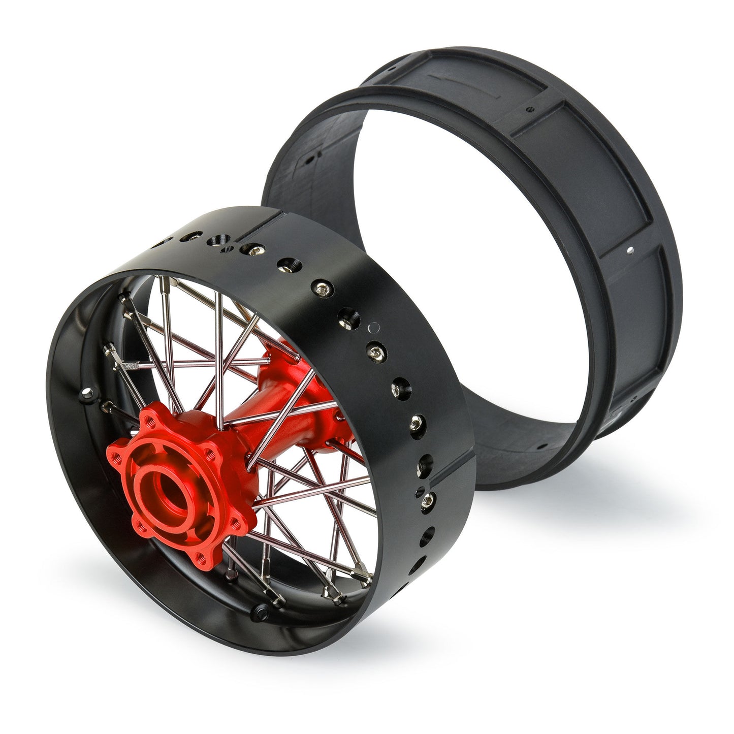 Pro-Line Racing Pro-Spec Aluminum V2 Bead Rear Wheel Black/Red 1:4 PRO284800T2
