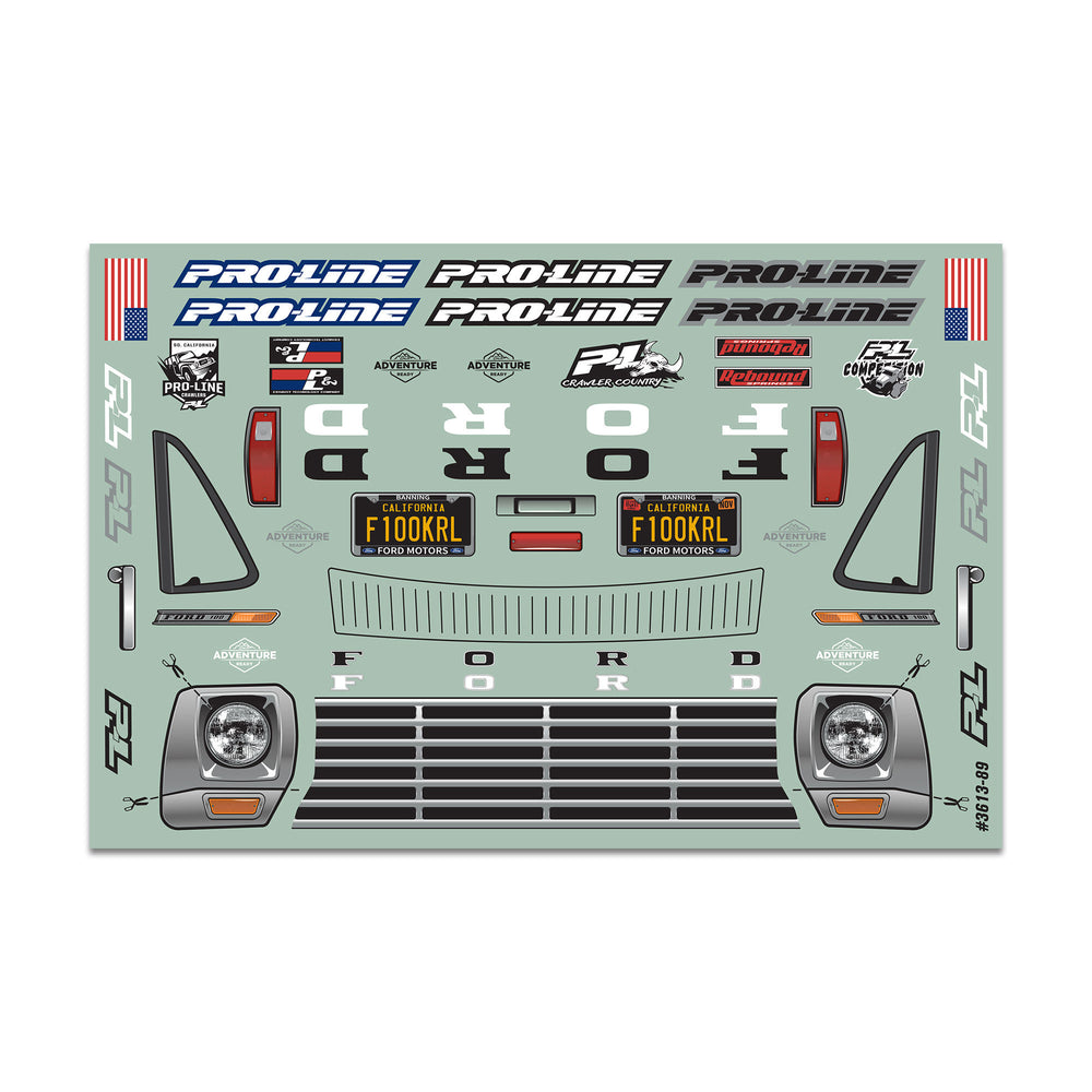 Pro-Line Racing 1967 Ford F-100 Clear Body 12.3" Wheelbase Craw 1:10 PRO3613-00