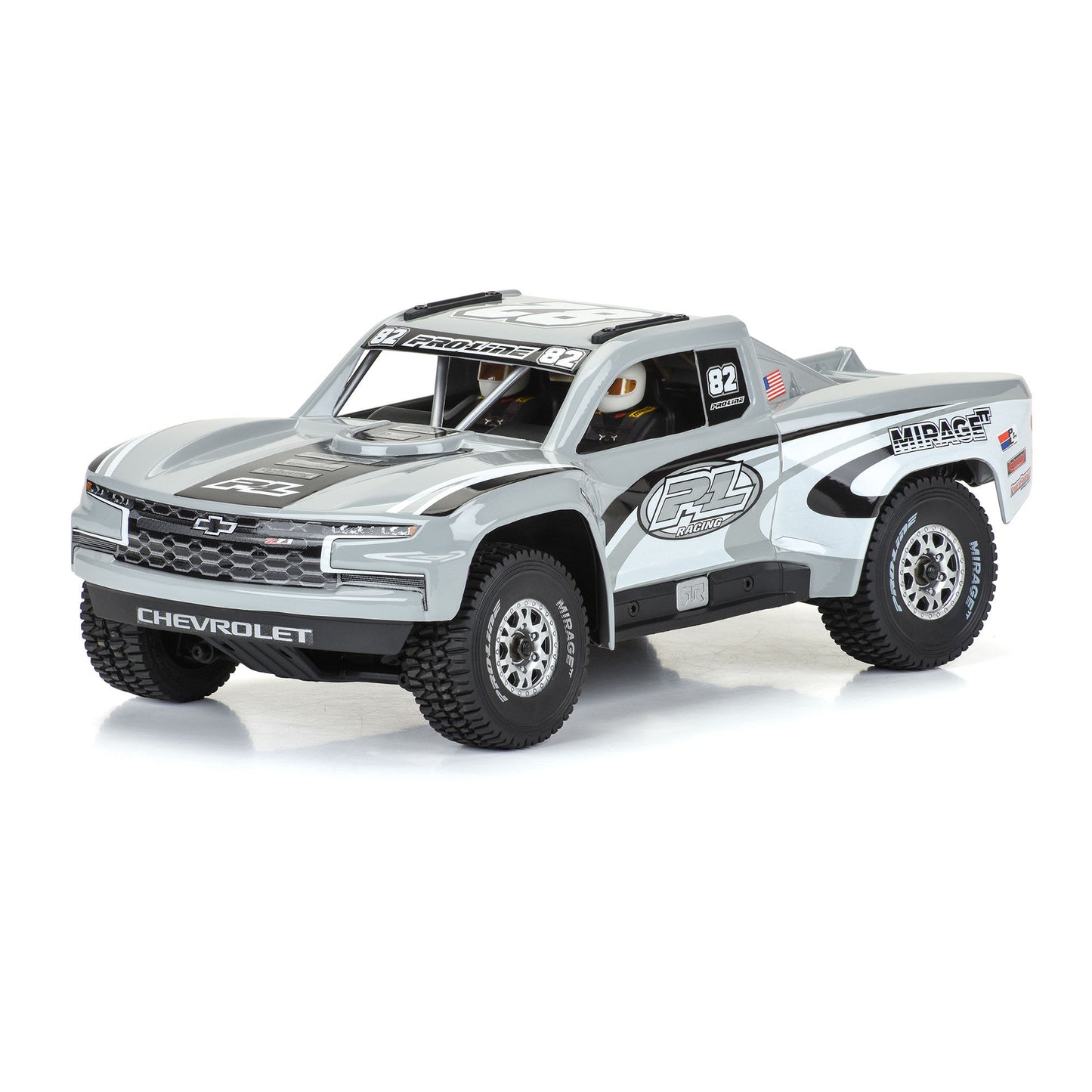 Pro-Line Racing Pre-Cut 2019 Chevy Trophy Truck Tough Gray Body: 1:16 PRO367514