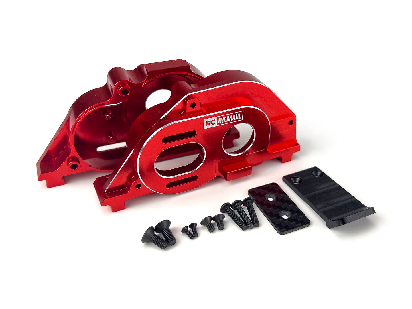 RC Overhaul Motor Mount & Gearbox Case, Red Aluminum, 4S RCO-AR017R