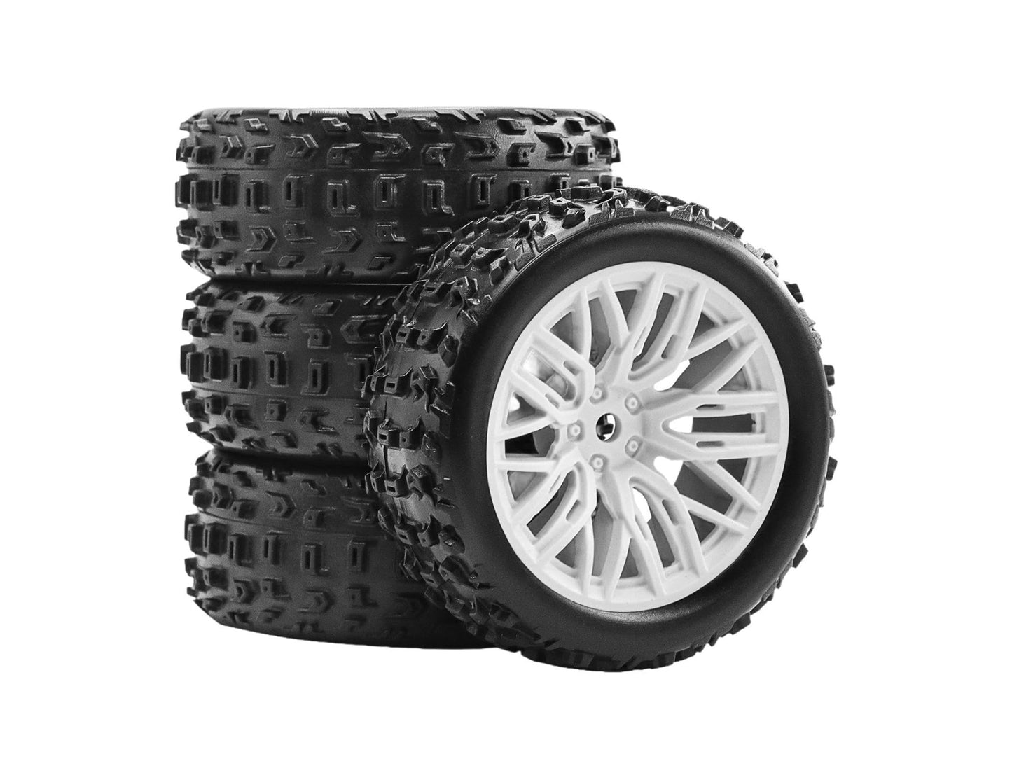 RC Overhaul Mud Block, Tyre w/ White Spider Spoke Rim Set Typhon 1:18 RCO-AR040W