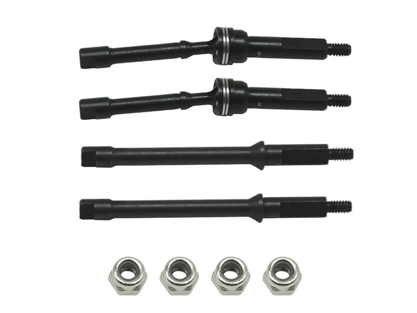 RC Overhaul Drive Shaft Set w/Front CVD's +4mm, Black Steel SCX30 RCO-AX045