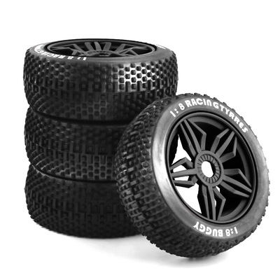 RC Overhaul Buggy Wheel & Tyre (pk4) 1:8 Offroad, Black UN003