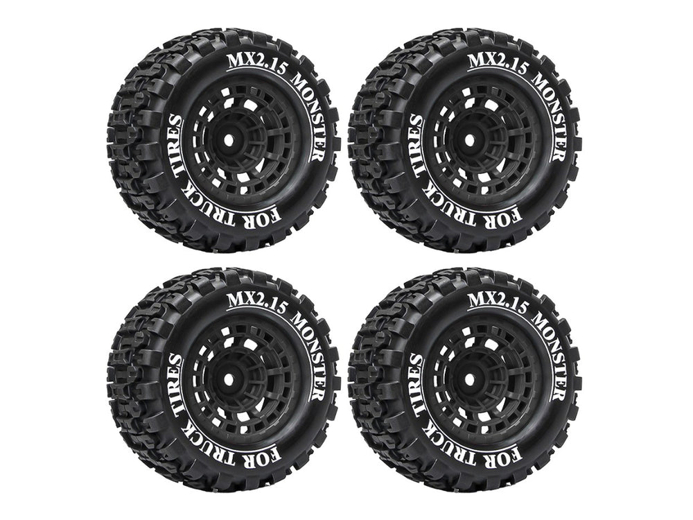 RC Overhaul MT Wheel & Tyre, Mini Maxx/XRT, Mini LMT Pk4 1:16 RCO-UN13BK