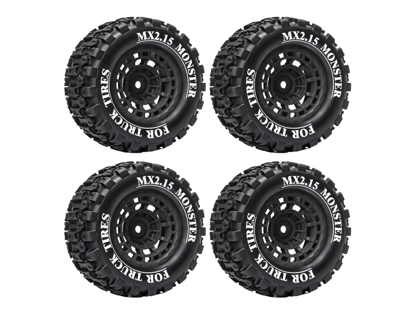 RC Overhaul MT Wheel & Tyre, Mini Maxx/XRT, Mini LMT Pk4 1:16 RCO-UN13BK