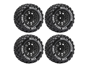 RC Overhaul MT Wheel & Tyre, Mini Maxx/XRT, Mini LMT Pk4 1:16 RCO-UN13BK