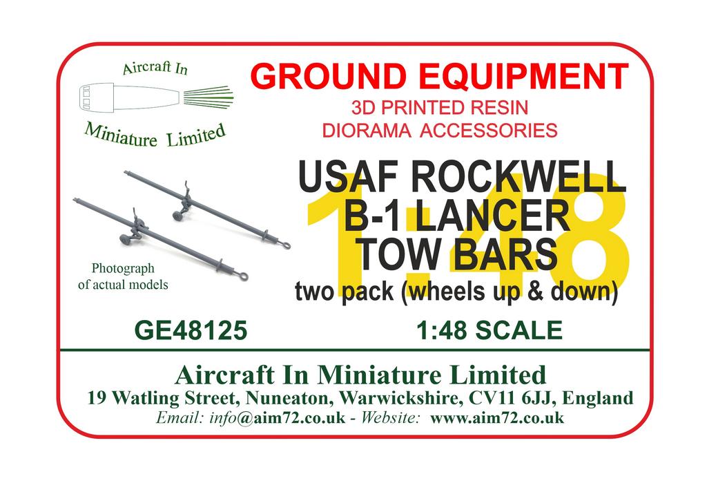 AIM - Ground Equipment GE48125 1:48 Rockwell B-1 Lancer Tow bars
