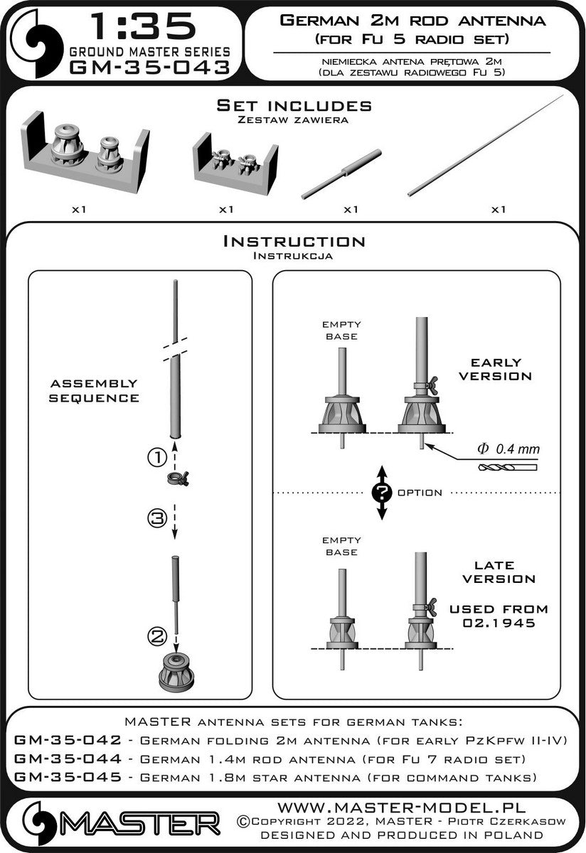 Master GM-35-043 1:35 German WWII 2m rod antenna