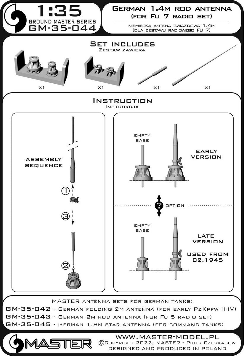 Master GM-35-044 1:35 German WWII 1,4m rod antenna
