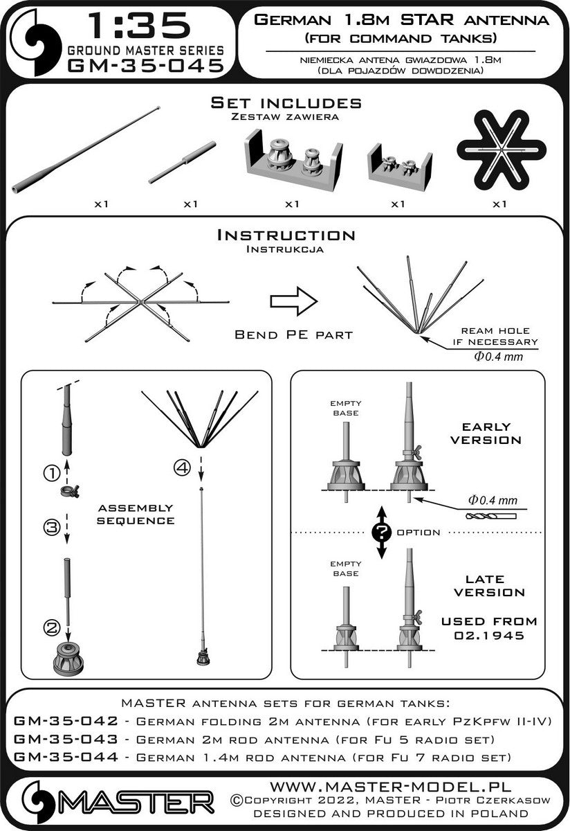 Master GM-35-045 1:35 German WWII 1,8m star antenna