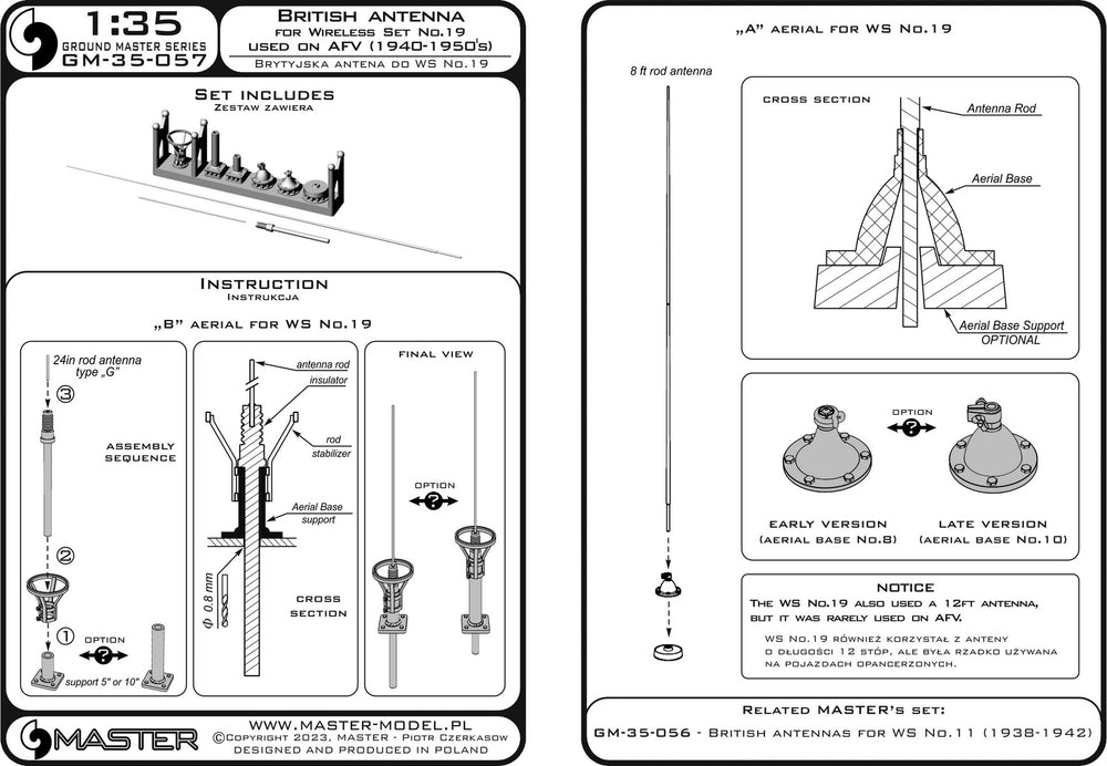 Master GM-35-057 1:35 British antennas for Wireless Set No.19