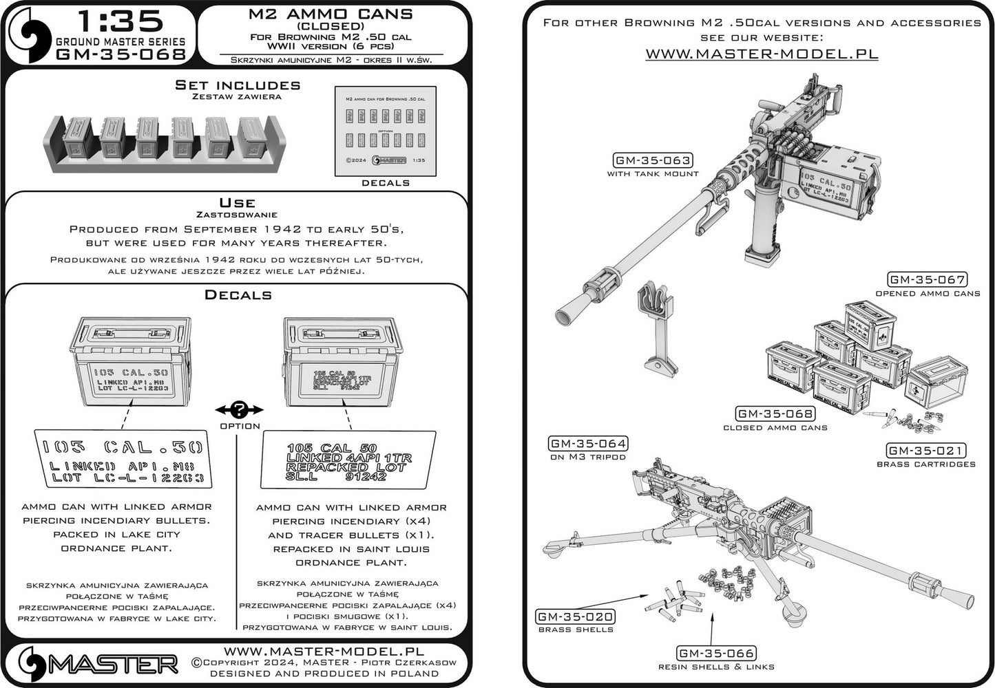 Master GM-35-068 1:35 M2 ammunition cans for Browning M2 .50 cal machine gun