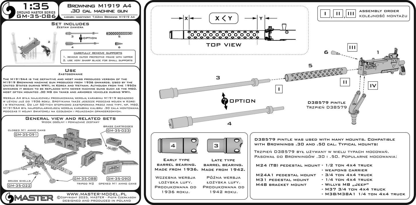 Master GM-35-086 1:35 Browning M1919 A4 .30 cal