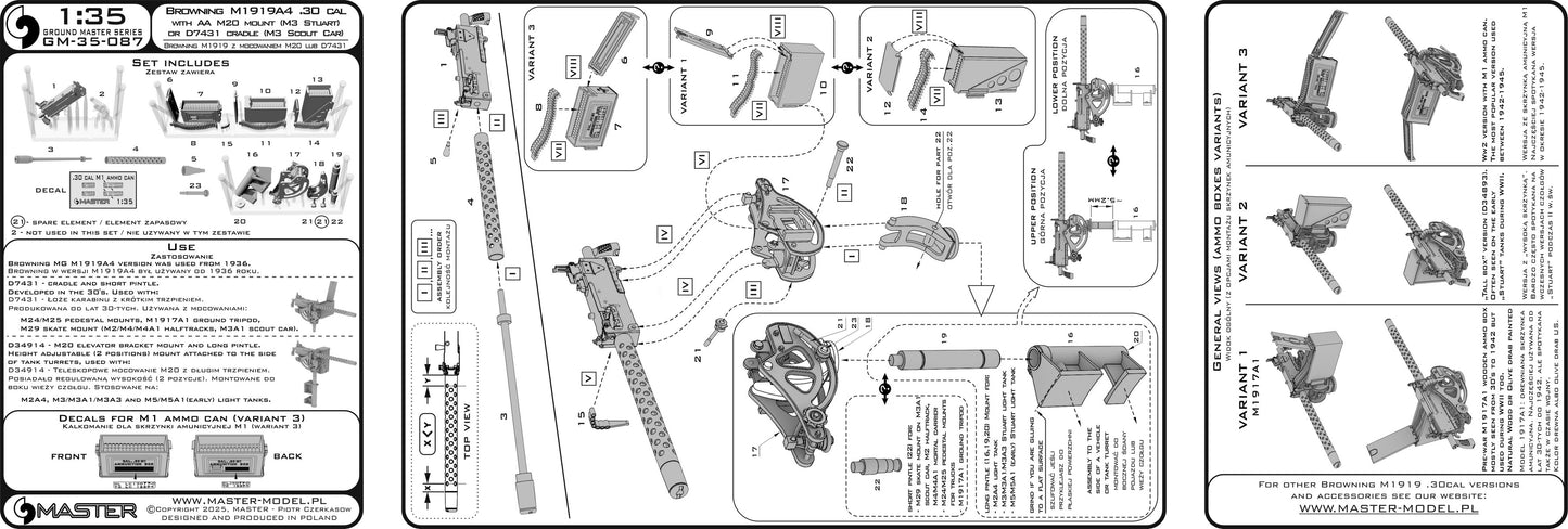 Master GM-35-087 1:35 Browning M1919 A4 .30 cal