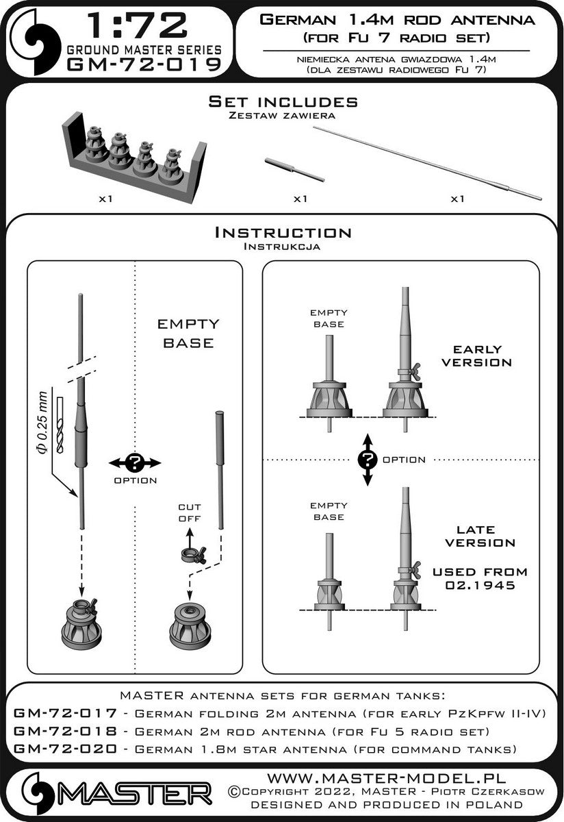 Master GM-72-019 1:72 German WWII 1,4m rod antenna