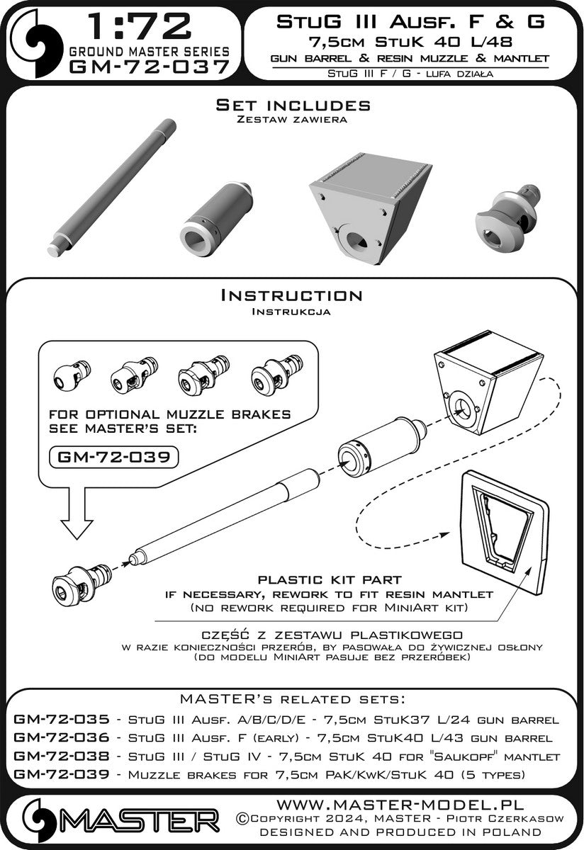 Master GM-72-037 1:72 Sturmgeschutz/StuG III Ausf.F