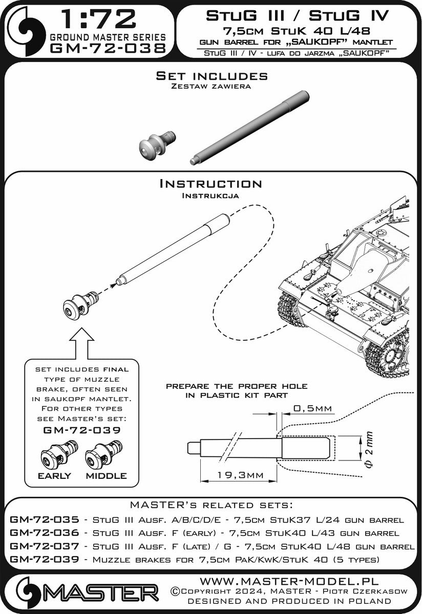 Master GM-72-038 1:72 Sturmgeschutz/StuG III / Sturmgeschutz/StuG IV