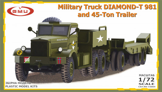 GMU GMU72004 1:72 Military Truck DIAMOND-T 981 & 45-Ton Trailer tank transporter