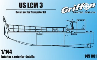 Griffon GRF14501 1:144 LCM-3 Landing Craft USN interior, external details