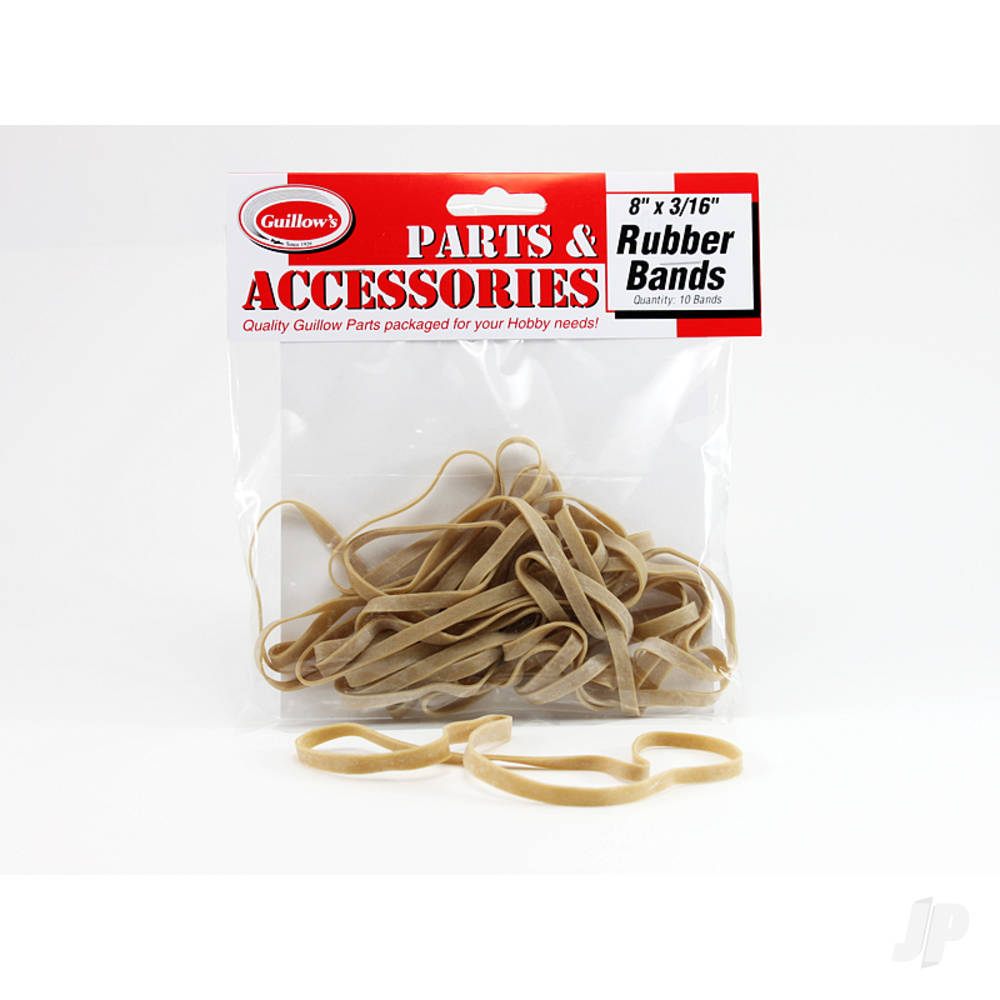 Guillow 8inx3/16in Rubber Band (10 rubber bands) 120