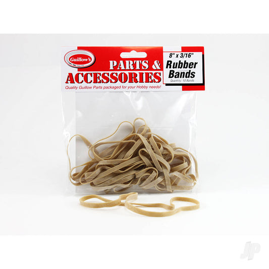 Guillow 8inx3/16in Rubber Band (10 rubber bands) 120