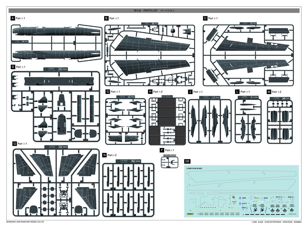 Great Wall Hobby GWHL1009 1:144 Boeing B-52G Stratofortress Strategic Bomber