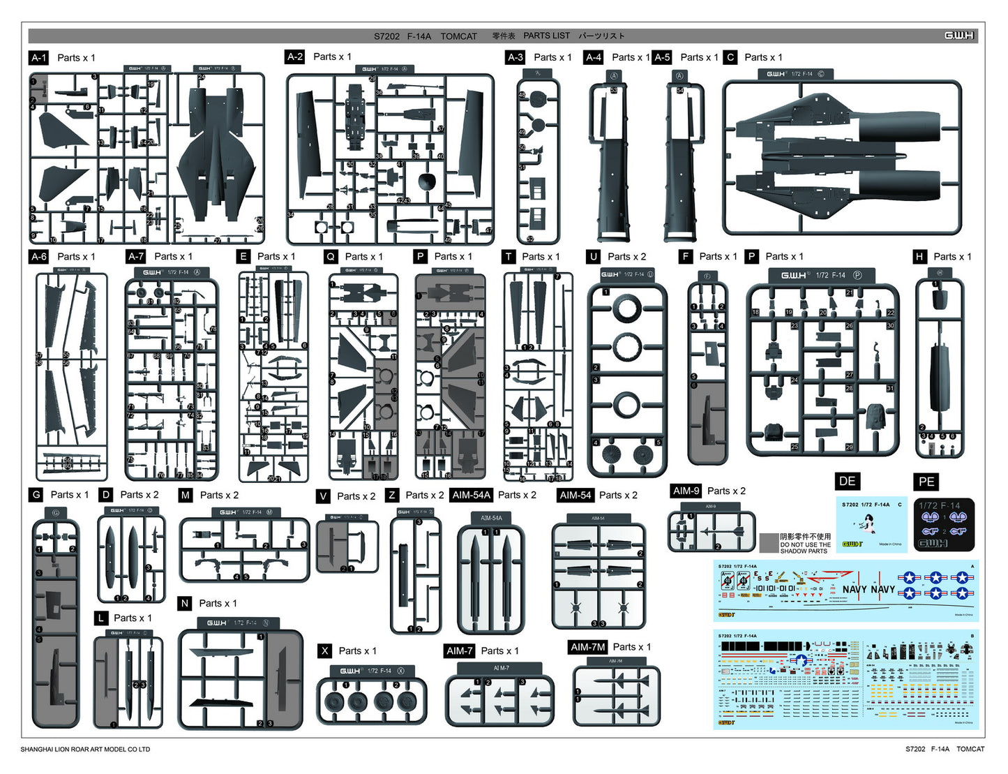 GWH GWHS7202 Grumman F-14A Tomcat VF-41 Black Aces with PE 1:72