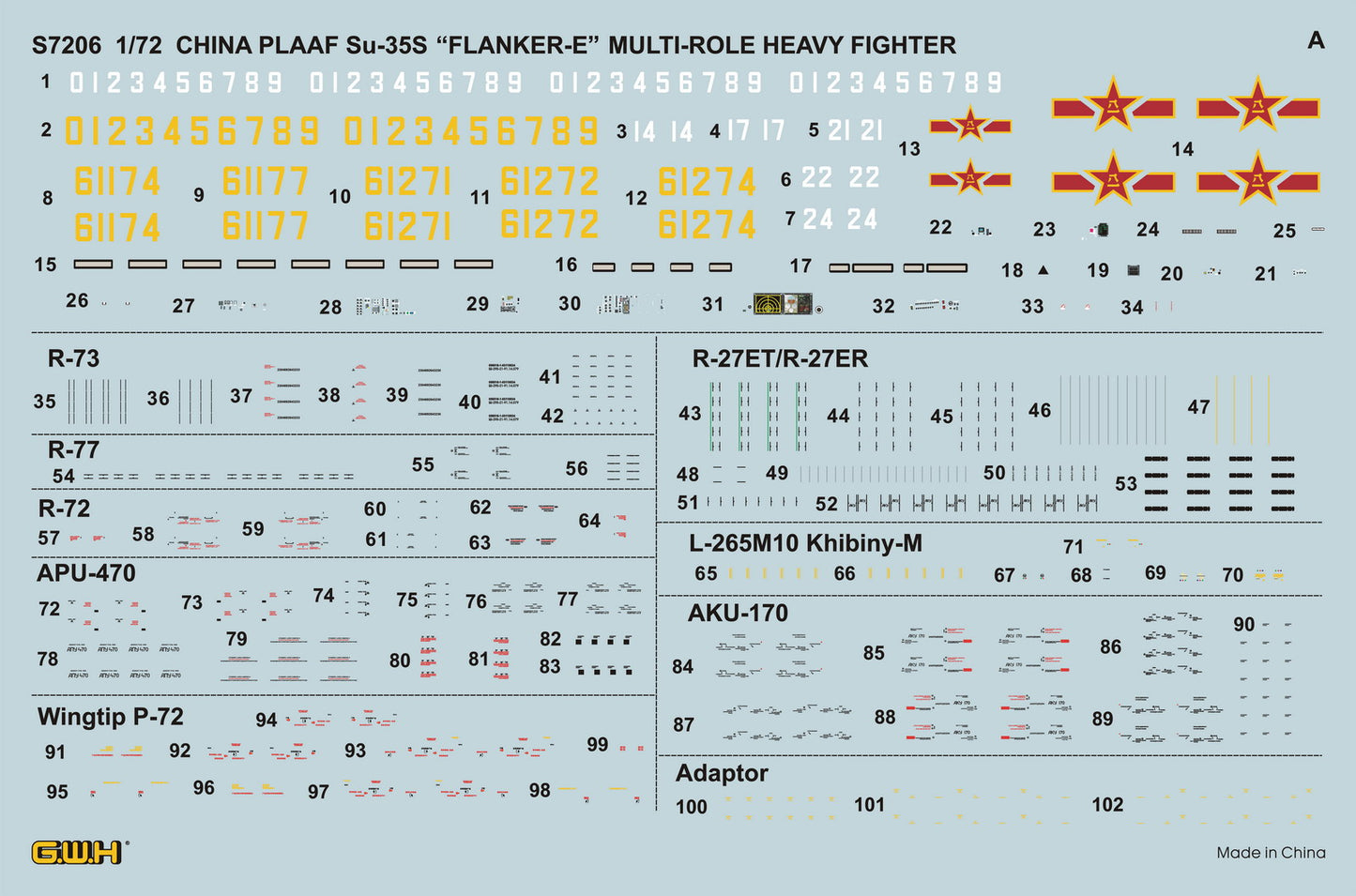 Great Wall Hobby GWHS7206 1:72 Sukhoi Su-35S Flanker E PLAAF Multirole Fighter