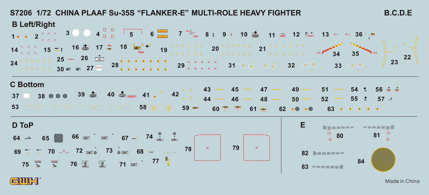 Great Wall Hobby GWHS7206 1:72 Sukhoi Su-35S Flanker E PLAAF Multirole Fighter