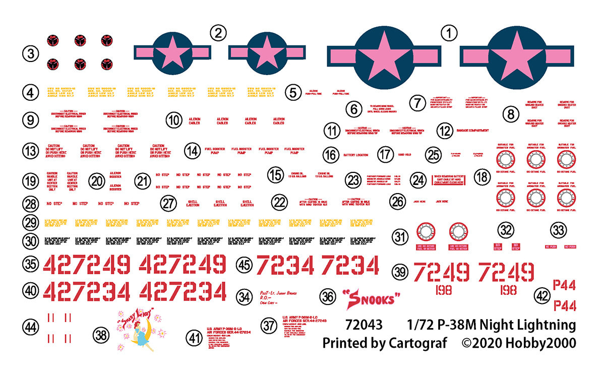 Hobby 2000 H2K72043 1:72 Lockheed P-38M Night Lightning DRAGON CARTOGRAF PMASK