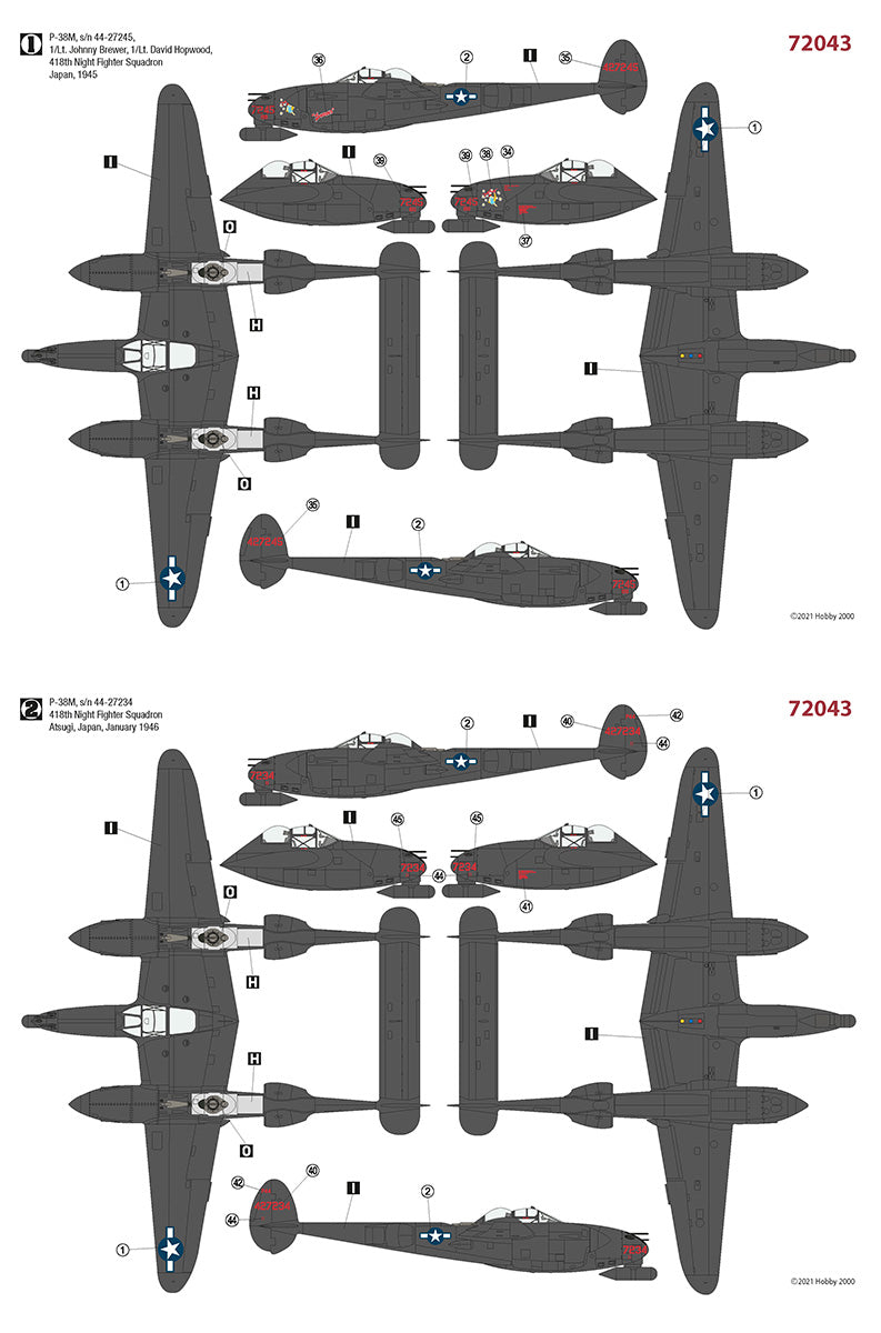 Hobby 2000 H2K72043 1:72 Lockheed P-38M Night Lightning DRAGON CARTOGRAF PMASK