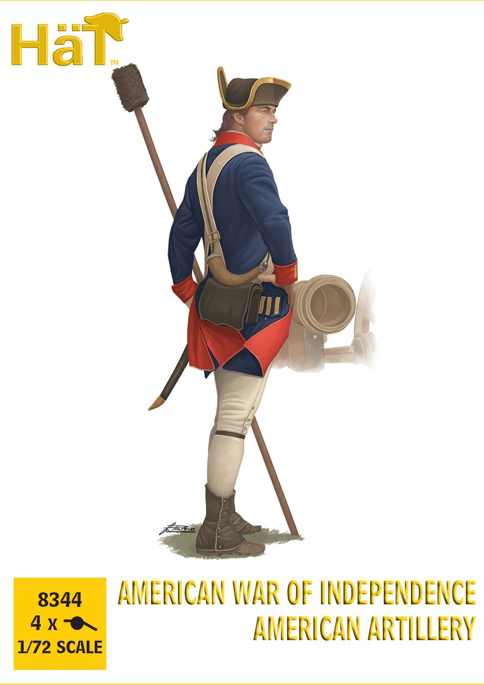 HAT 8344 AWI American Artillery (4 Cannons + Crew) 1:72