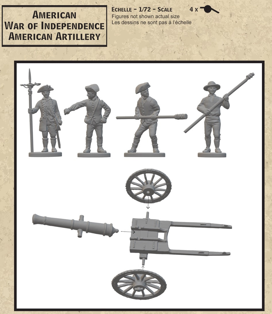 HAT 8344 AWI American Artillery (4 Cannons + Crew) 1:72