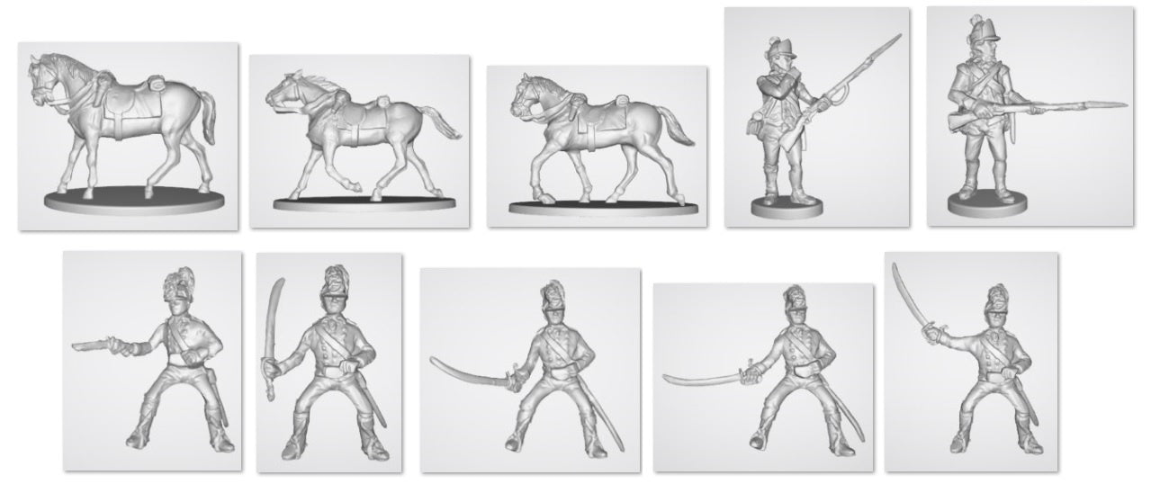 HAT 8347 AWI British Cavalry (7 Figures + 3 Horses) 1:72