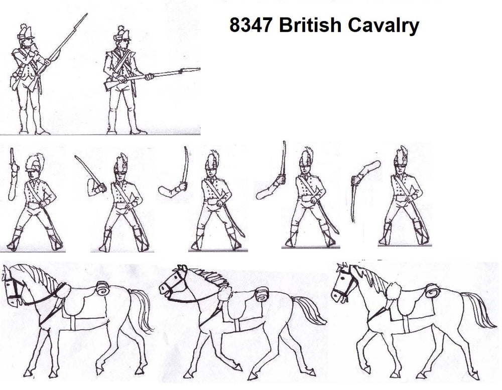 HAT 8347 AWI British Cavalry (7 Figures + 3 Horses) 1:72