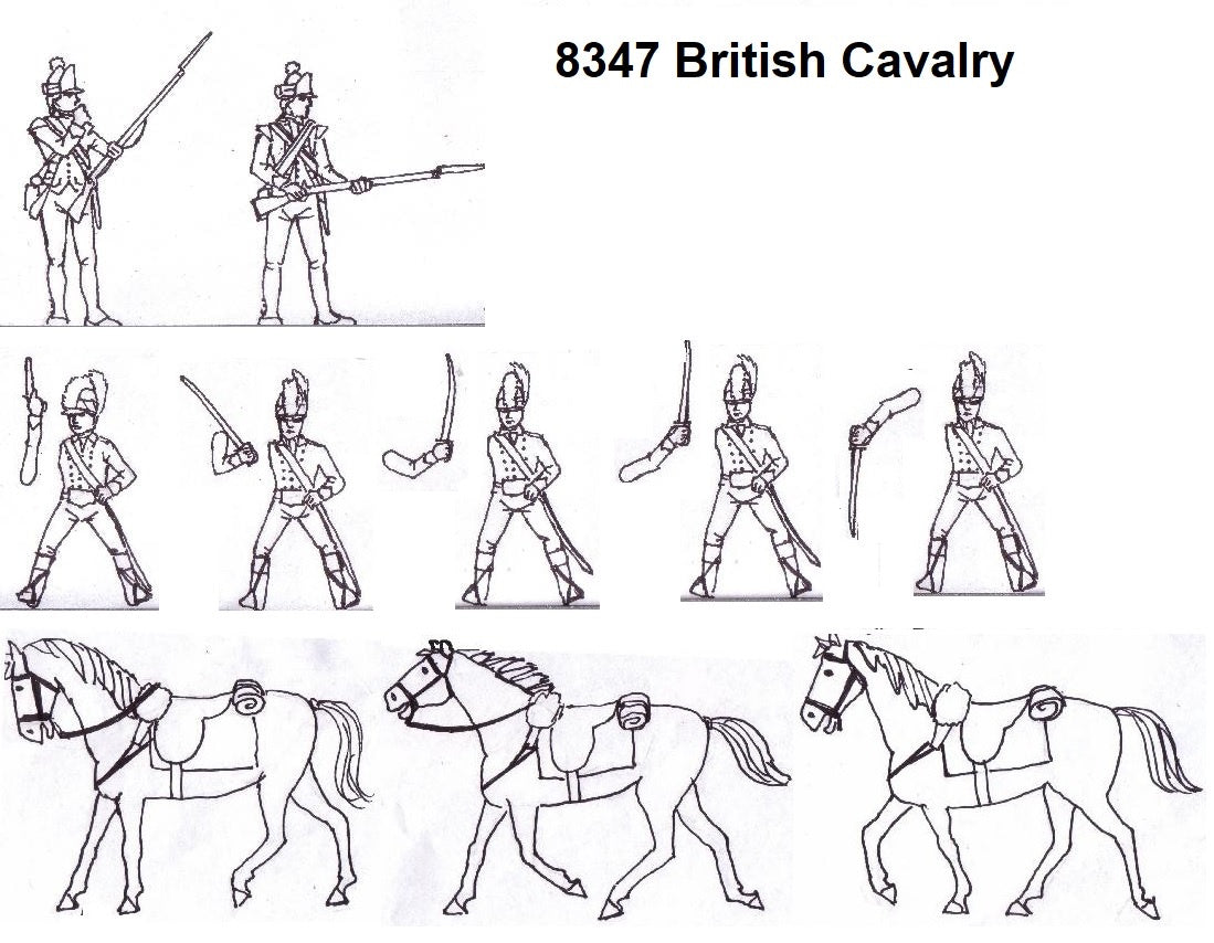 HAT 8347 AWI British Cavalry (7 Figures + 3 Horses) 1:72