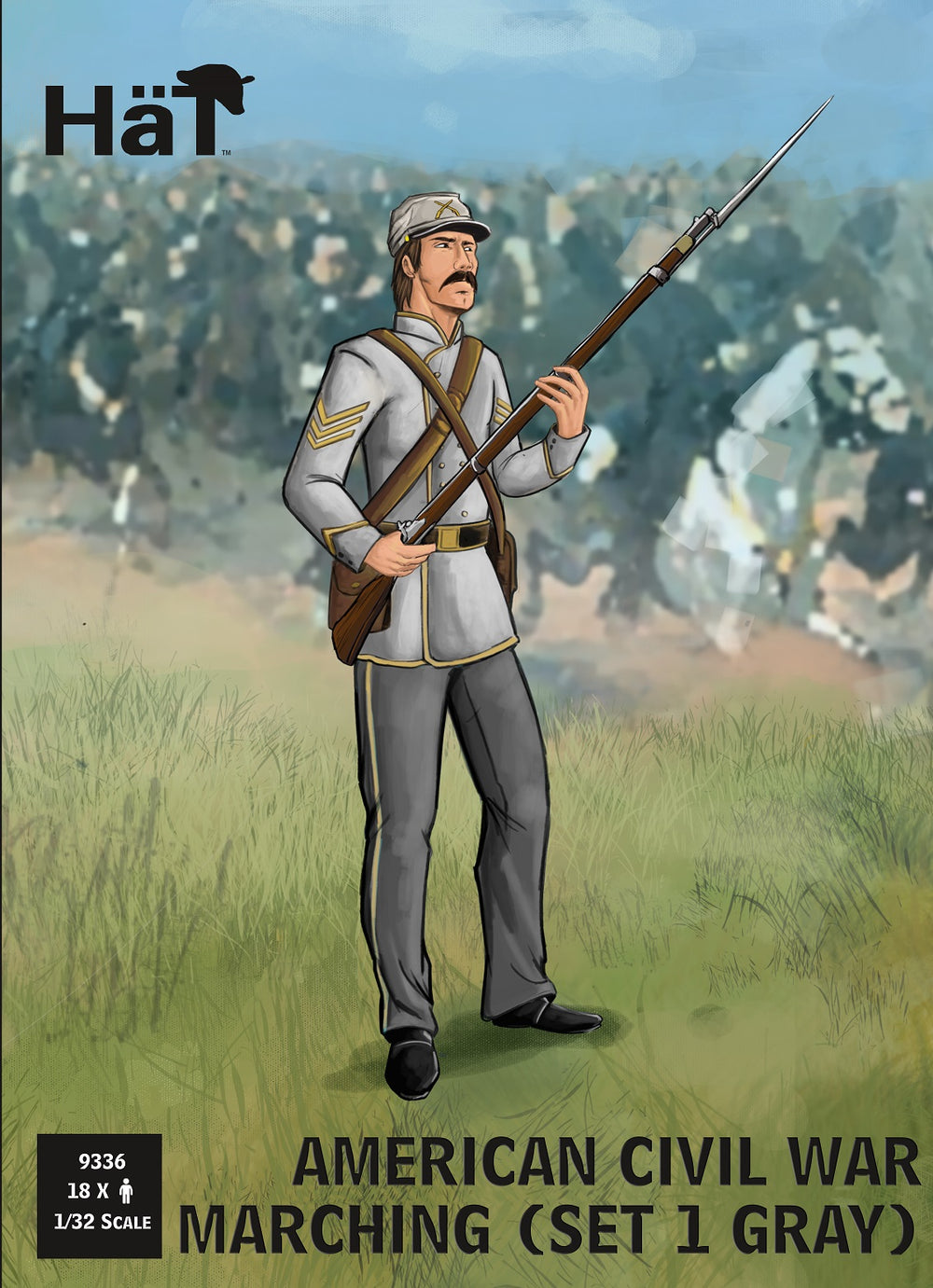 HAT 9336 ACW Confederate Marching Set 1 (Light Grey) 1:72 1:32