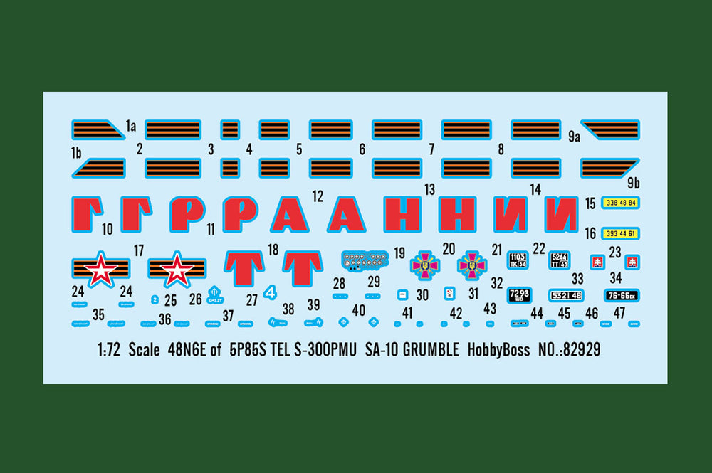 Hobby Boss HB82929 1:72 48N6E 5P85S TEL S-300OMU SA-10 Grumble The S-300