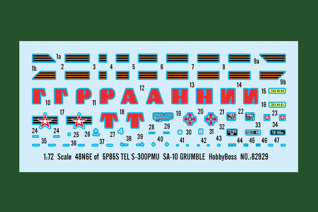 Hobby Boss HB82929 1:72 48N6E 5P85S TEL S-300OMU SA-10 Grumble The S-300
