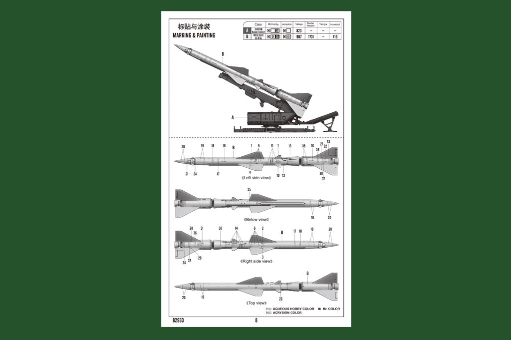 Hobby Boss HB82933 1:72 Sam-2 Missile with Launcher Cabin