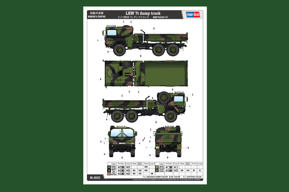 Hobby Boss HB85520 1:35 LKW 7t Dump Truck German Army