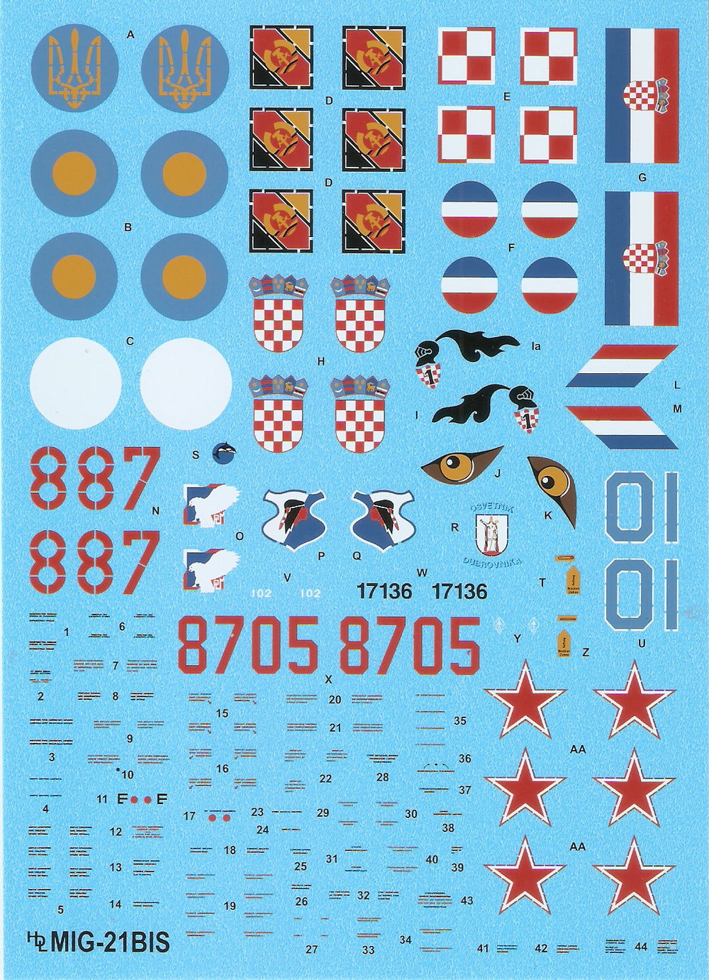 Hi Decal HD48001 1:48 Mikoyan MiG-21 bis Fishbed L/N