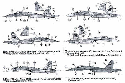 Hi Decal HD48003 1:48 Sukhoi Su-27 Flanker B 1992