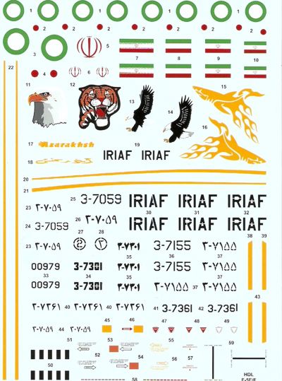 Hi Decal HD48016 1:48 Northrop F-5E Tiger II Islamic Iranian Air Force
