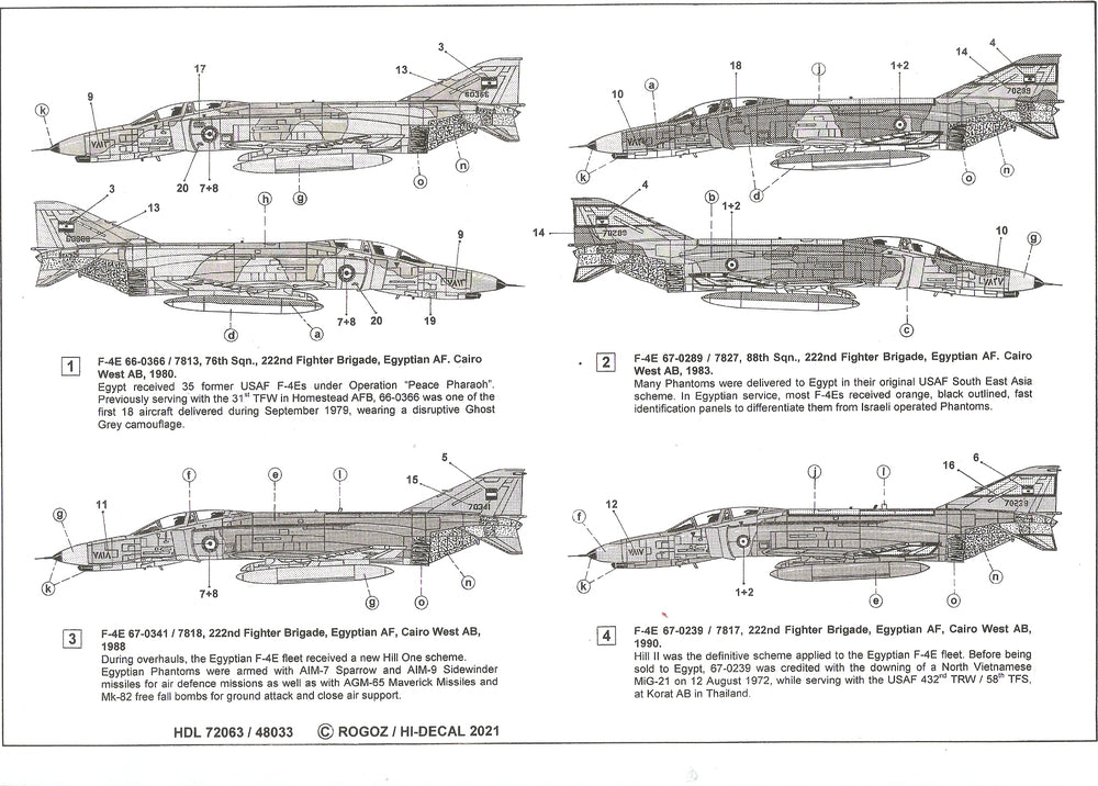 Hi Decal HD48033 1:48 McDonnell F-4E Phantom II 'Pharaoh's Ghosts'