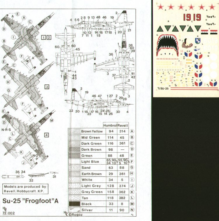 Hi Decal HD72002 1:72 Sukhoi Su-25K Frogfoot
