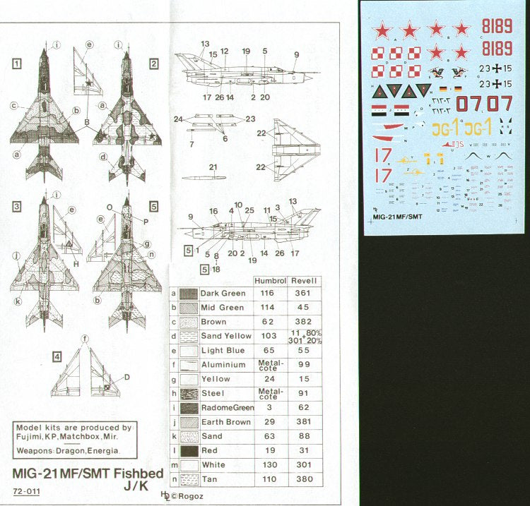 Hi Decal HD72011 1:72 Mikoyan MiG-21MF/SMT