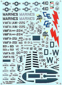 Hi Decal HD72023 1:72 McDonnell-Douglas F/A-18A F/A-18C F/A-18D Hornet