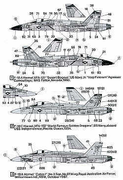 Hi Decal HD72027 McDonnell-Douglas F/A-18A/C Hornet 1:72